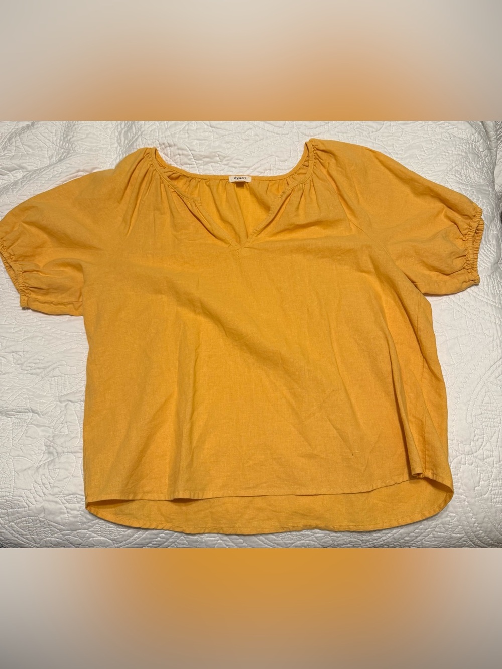 dylan mustard yellow linen-cotton peasant blouse